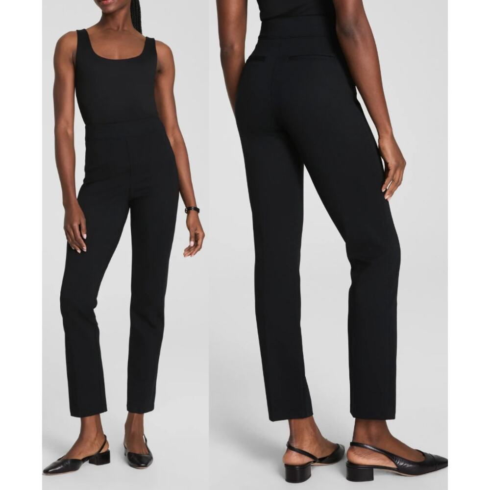 SPANX supersmooth PerfectFit Ponte Slim Straight Pant S Petite Black Work Travel